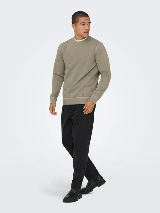 BROCK REG LS WASHED LOGO CREW SWEAT