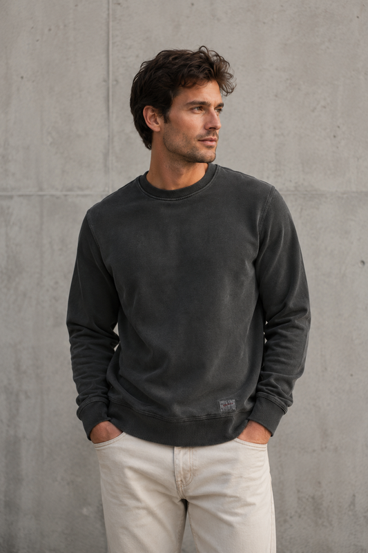 BROCK REG LS WASHED LOGO CREW SWEAT