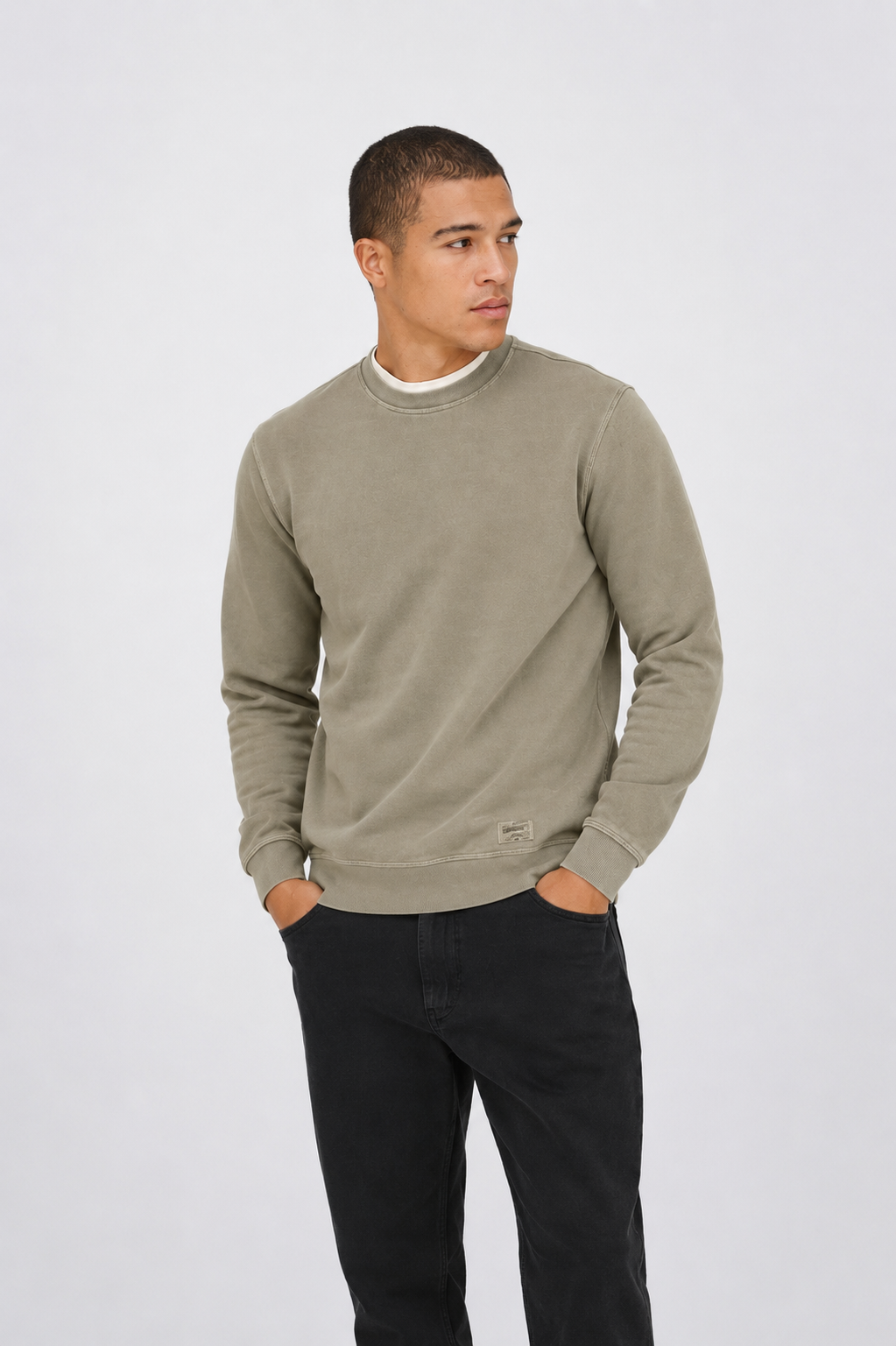 BROCK REG LS WASHED LOGO CREW SWEAT